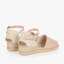 Pisamonas Girls Pink & Beige Wedge Espadrilles Discount