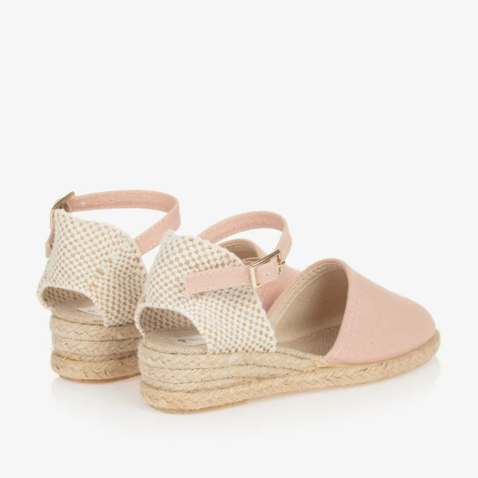 Pisamonas Girls Pink & Beige Wedge Espadrilles Discount