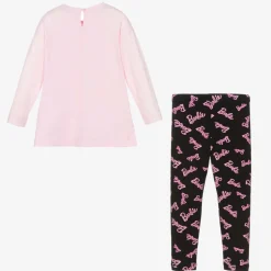Monnalisa Girls Pink & Black Barbie Leggings Set Clearance