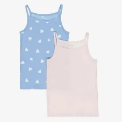 NAME IT Girls Pink & Blue Cotton Vests (2 Pack) Clearance