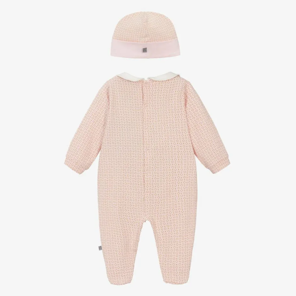 AIGNER Girls Pink & Gold Cotton Babysuit Set Clearance