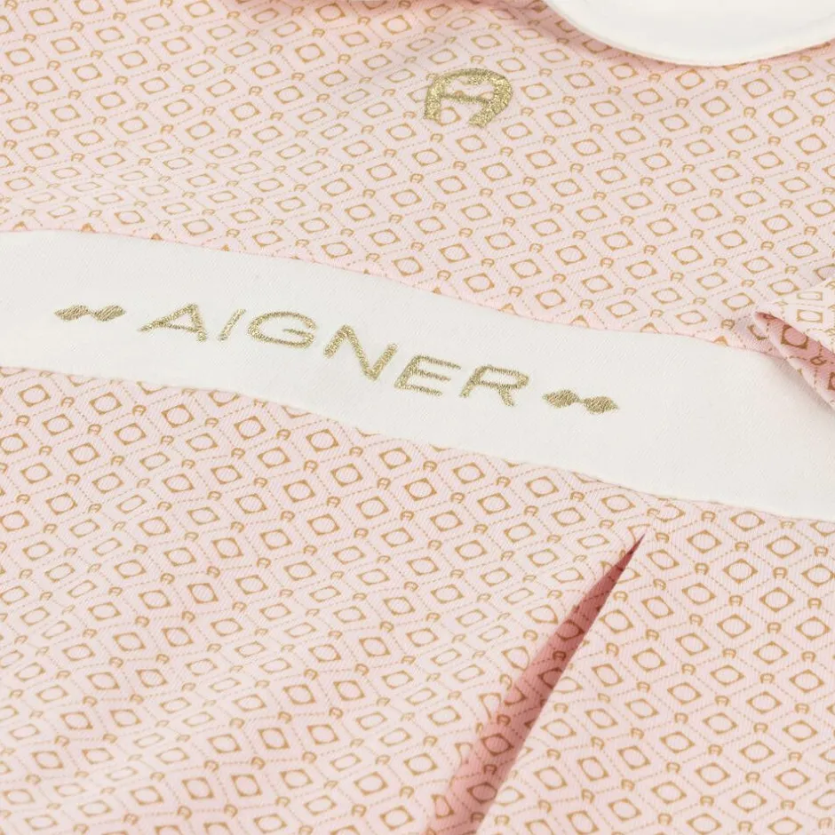 AIGNER Girls Pink & Gold Cotton Babysuit Set Clearance