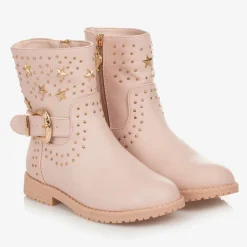 Angels Face Girls & Gold Studded Faux Leather Boots Pink Outlet