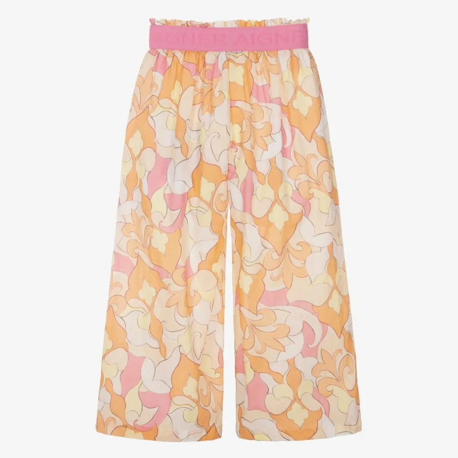 AIGNER Girls Pink & Orange Cotton Trousers Hot
