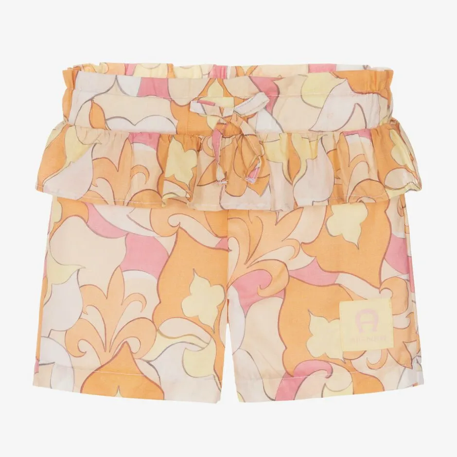 AIGNER Girls Pink & Orange Cotton Shorts Clearance