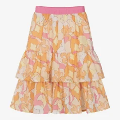 AIGNER Girls Pink & Orange Cotton Tiered Skirt Sale