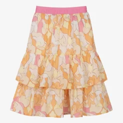 AIGNER Girls Pink & Orange Cotton Tiered Skirt Sale