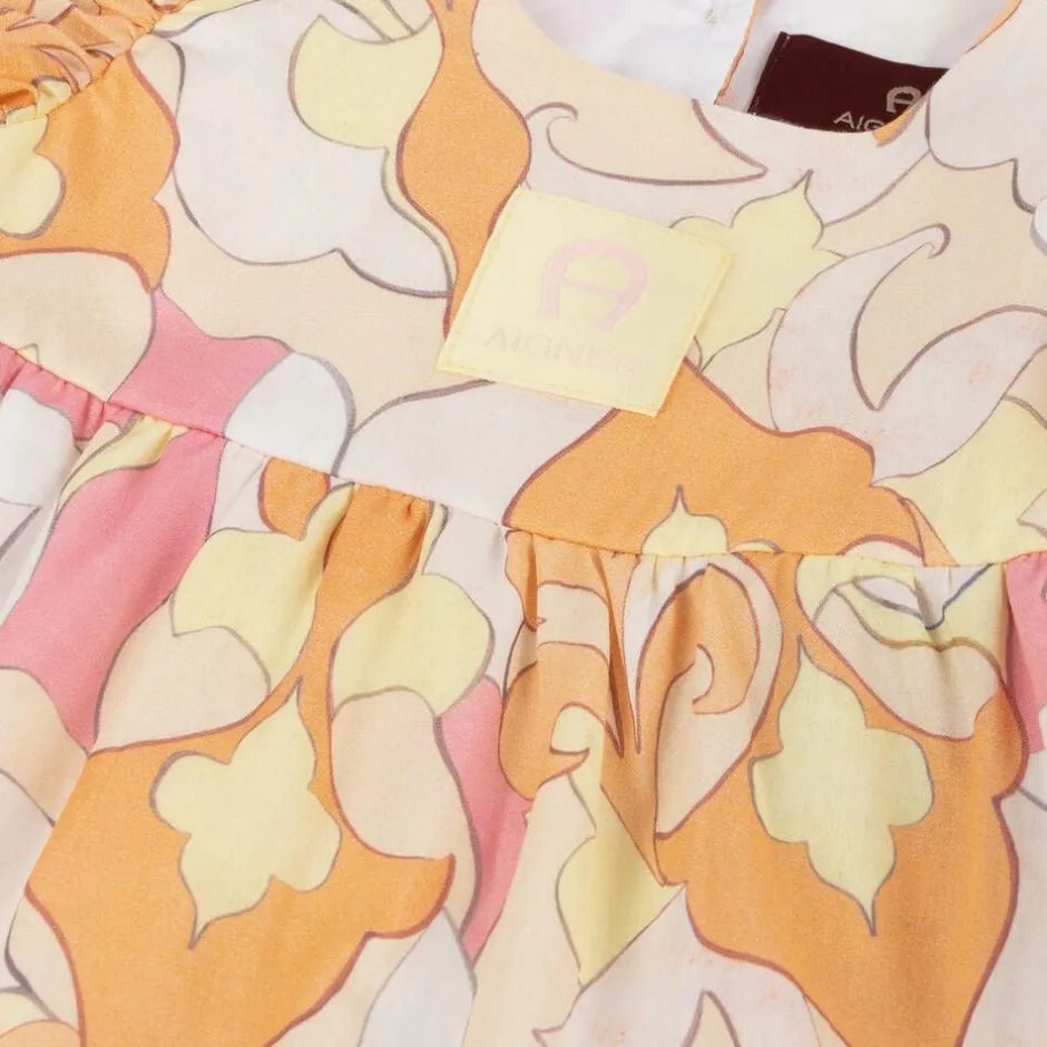 AIGNER Girls Pink & Orange Cotton Dress Best