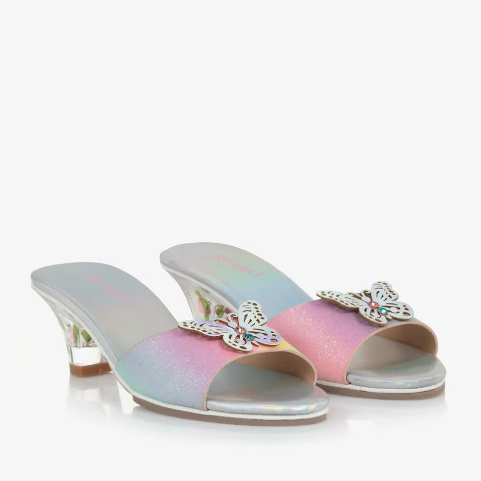 Souza Girls Pink & Silver Iridescent Heeled Shoes Outlet