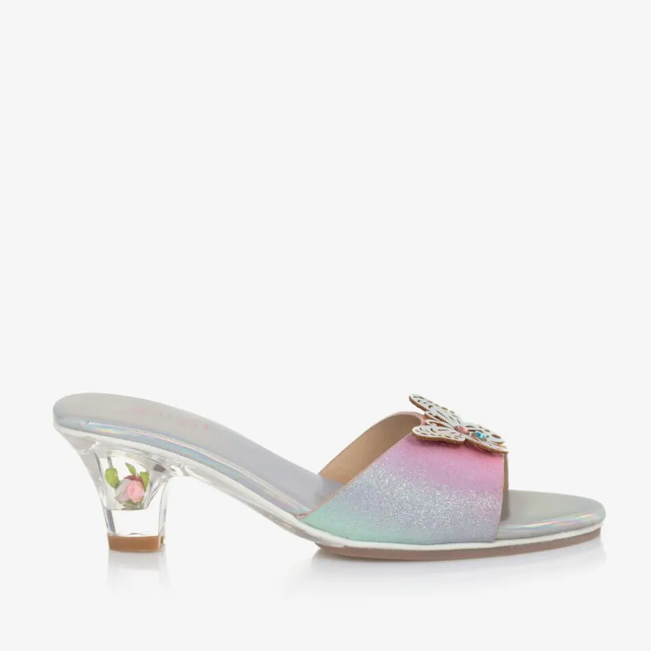 Souza Girls Pink & Silver Iridescent Heeled Shoes Outlet