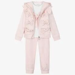 Caramelo Kids Girls Pink & White Cotton Tracksuit Set Best