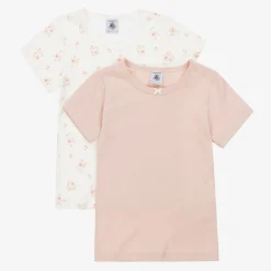 Petit Bateau Girls Pink & White Organic Cotton Vests (2 Pack) Best