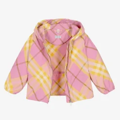 Burberry Girls Pink & Yellow Check Windbreaker Jacket Discount