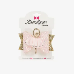 Bowtique London Girls Pink & Gold Ballerina Hair Clip (8cm)