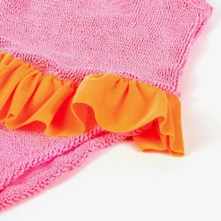 Hunza G Girls Pink & Orange Crinkle Frill Swimsuit Sale