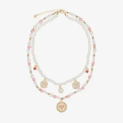 Angels Face Girls Pink & White Pearl Necklace (41cm) Hot