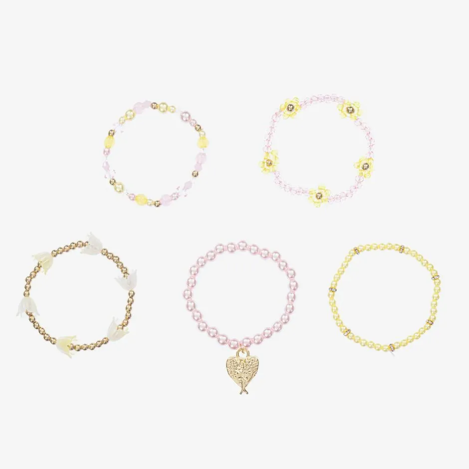 Angels Face Girls Pink & Yellow Bead Bracelets (5 Pack) Outlet