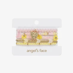 Angels Face Girls Pink & Yellow Bead Bracelets (5 Pack) Outlet