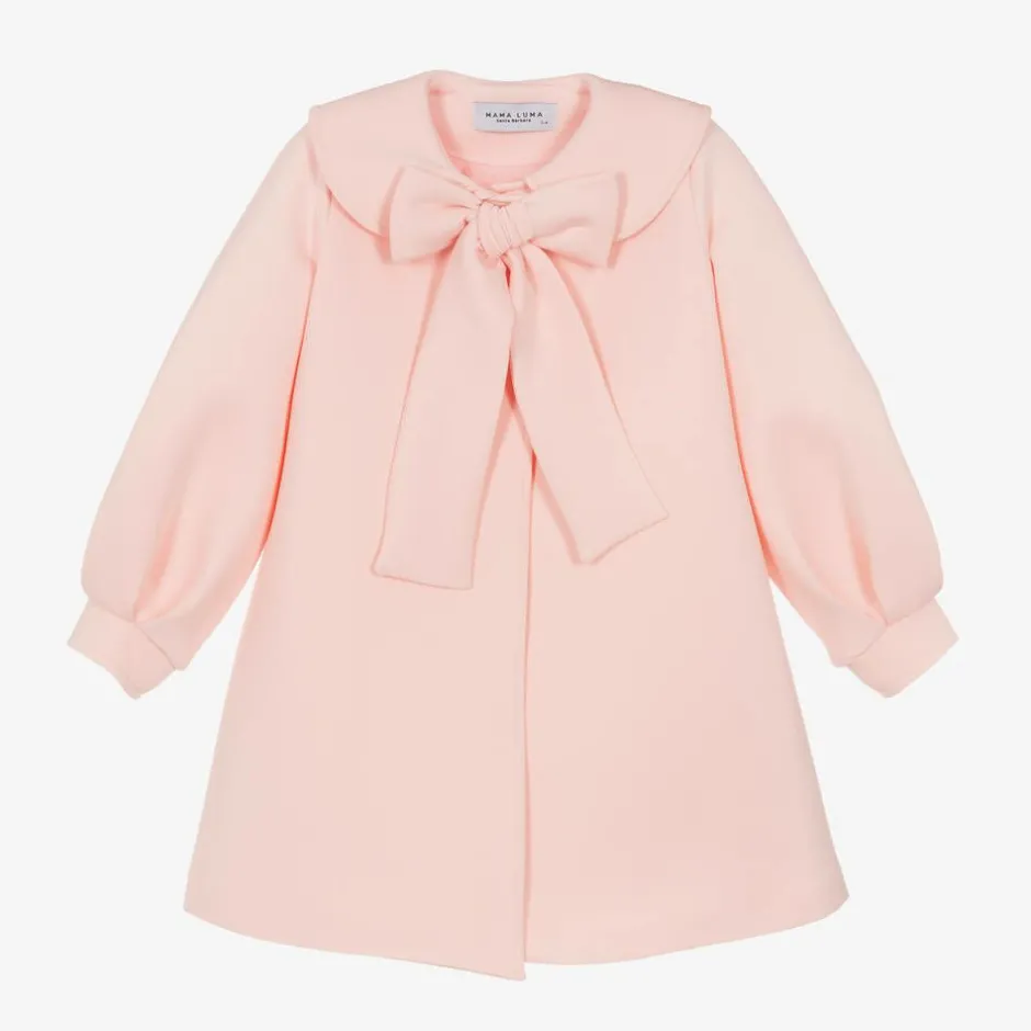 Mama Luma Girls Pink Bow Coat