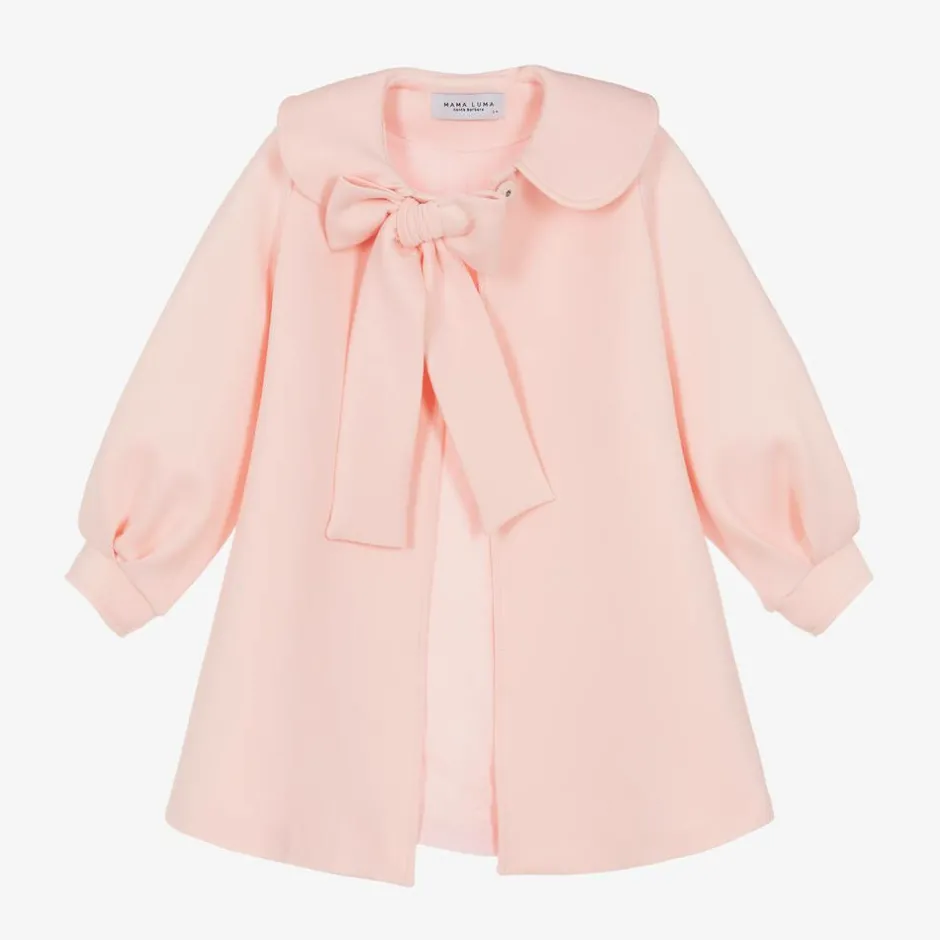 Mama Luma Girls Pink Bow Coat