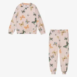 Molo Girls Pink Butterfly Print Organic Cotton Tracksuit Online
