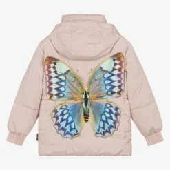 Molo Girls Pink Butterfly Puffer Jacket Online