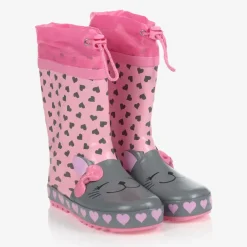 Playshoes Girls Pink Cat Rain Boots