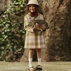 Gucci Girls Pink Check Wool Coat New