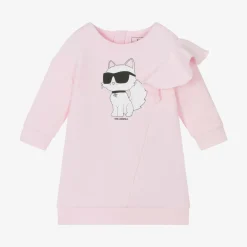 KARL LAGERFELD KIDS Girls Pink Choupette Sweatshirt Dress Discount