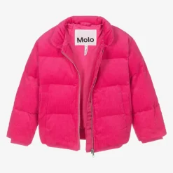 Molo Girls Pink Corduroy Puffer Jacket ShockingPink Best
