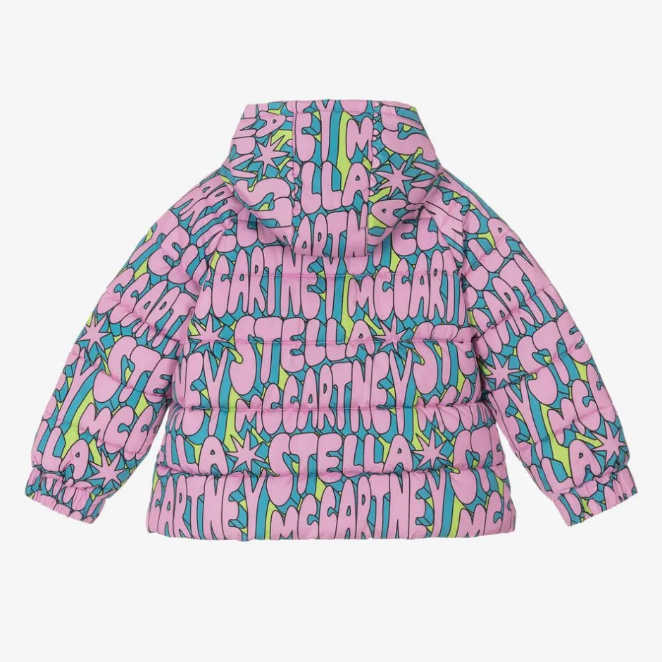 Stella McCartney Kids Girls Pink Cosmic Hooded Puffer Jacket