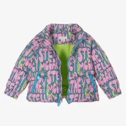 Stella McCartney Kids Girls Pink Cosmic Hooded Puffer Jacket