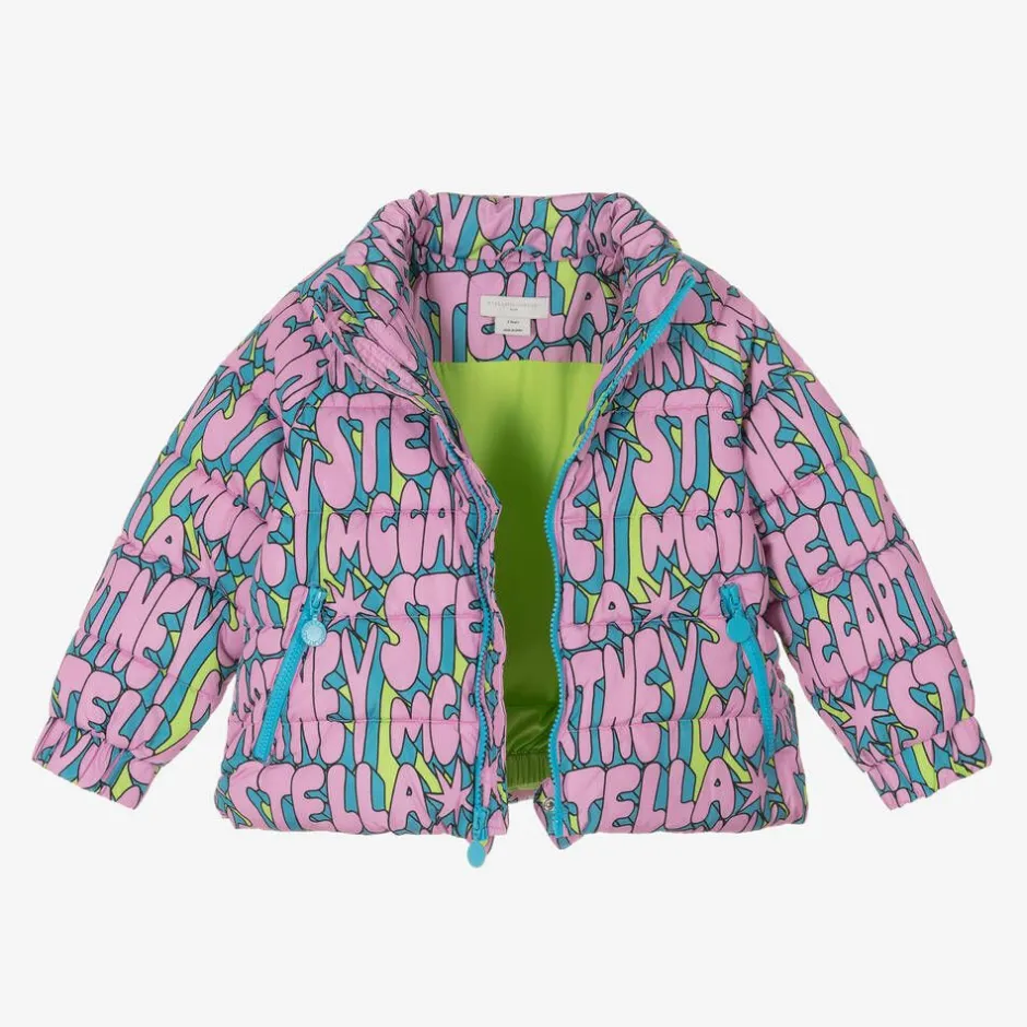 Stella McCartney Kids Girls Pink Cosmic Hooded Puffer Jacket