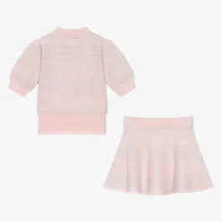 Angels Face Girls Pink Cotton & Lurex Check Skirt Set FairyPink Sale