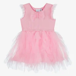 Rachel Riley Girls Pink Cotton & Tulle Dress