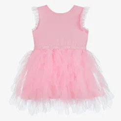 Rachel Riley Girls Pink Cotton & Tulle Dress