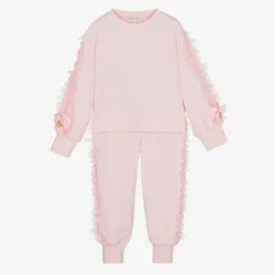 Angels Face Girls Pink Cotton & Tulle Frill Tracksuit Clearance