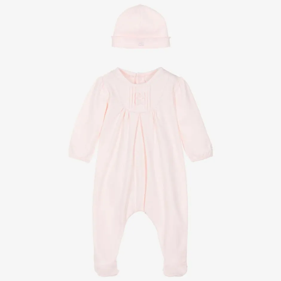 Emile et Rose Girls Pink Cotton Babygrow & Hat Set Online