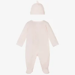 Emporio Armani Girls Pink Cotton Babygrow & Hat Set Outlet