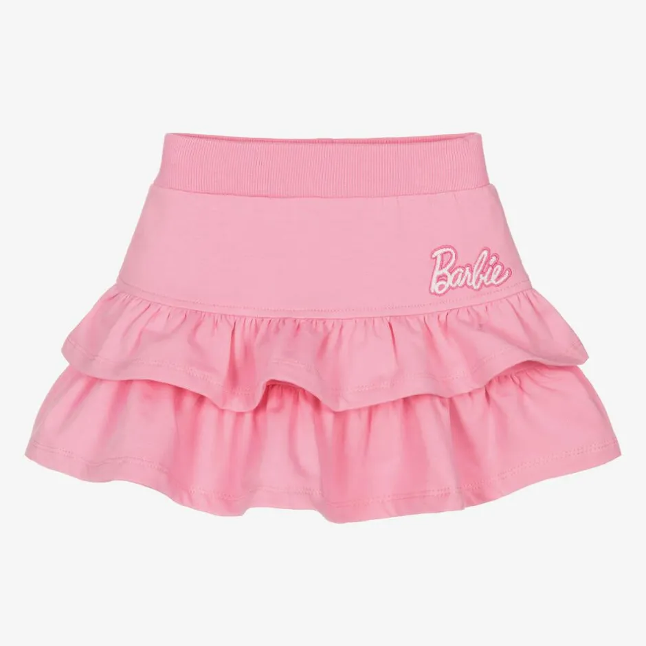 Monnalisa Girls Pink Cotton Barbie Ruffle Skirt Discount