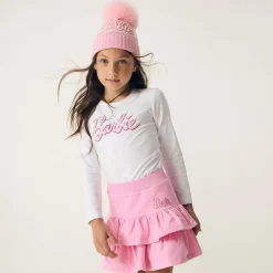 Monnalisa Girls Pink Cotton Barbie Ruffle Skirt Discount