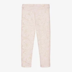 Versace Girls Pink Cotton Barocco Print Leggings New
