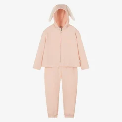 Il Gufo Girls Pink Cotton Bunny Tracksuit New
