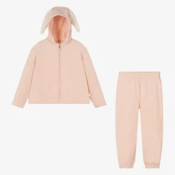 Il Gufo Girls Pink Cotton Bunny Tracksuit New