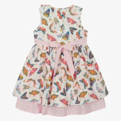 Powell Craft Girls Pink Cotton Butterfly Print Dress Online