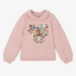 Boboli Girls Pink Cotton Collared Sweatshirt New