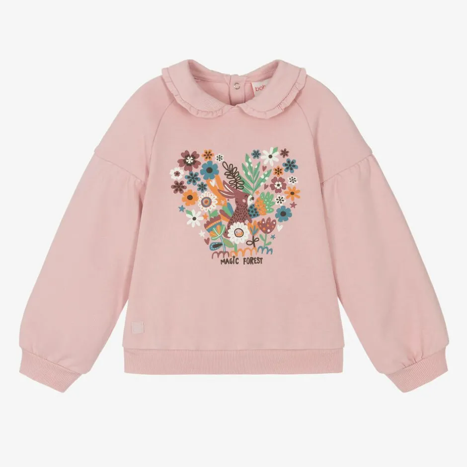 Boboli Girls Pink Cotton Collared Sweatshirt New