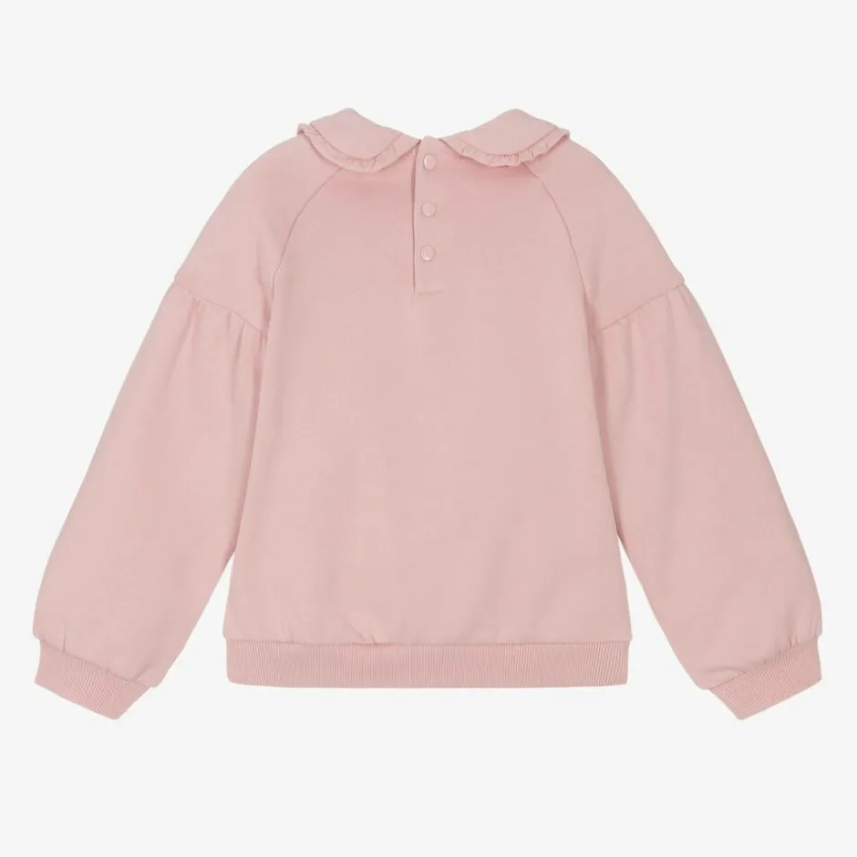 Boboli Girls Pink Cotton Collared Sweatshirt New