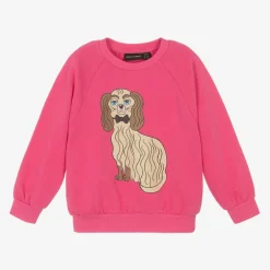 Mini Rodini Girls Pink Cotton Dog Print Sweatshirt Outlet