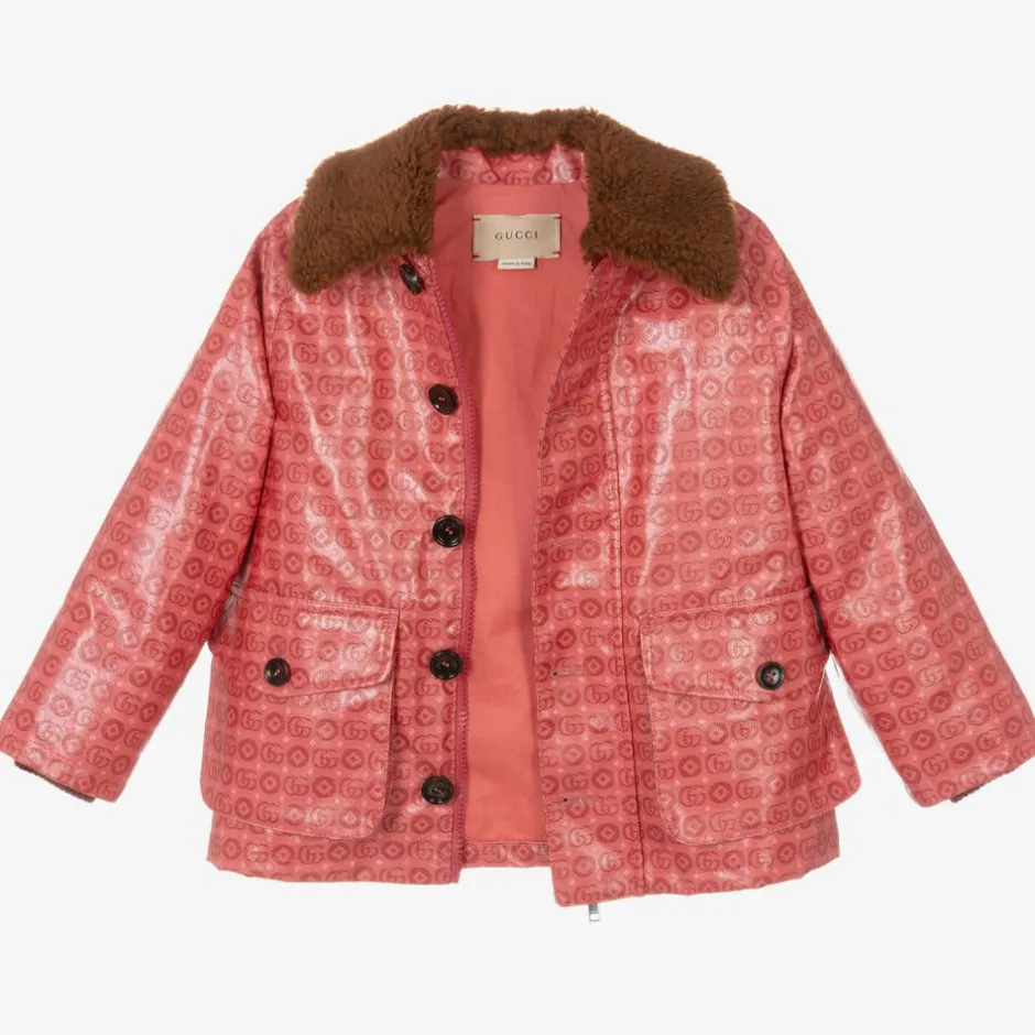 Gucci Girls Pink Cotton Double G Jacket Hot